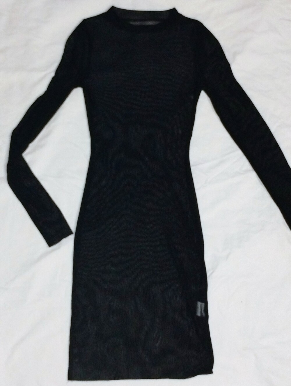 New Sheer Bleach Long sleeve Mesh Bodycon Dress